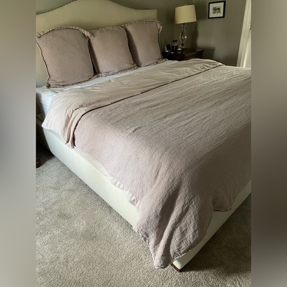 Pottery Barn European Flax Linen Waffle Duvet Cover - Picture 2 of 8